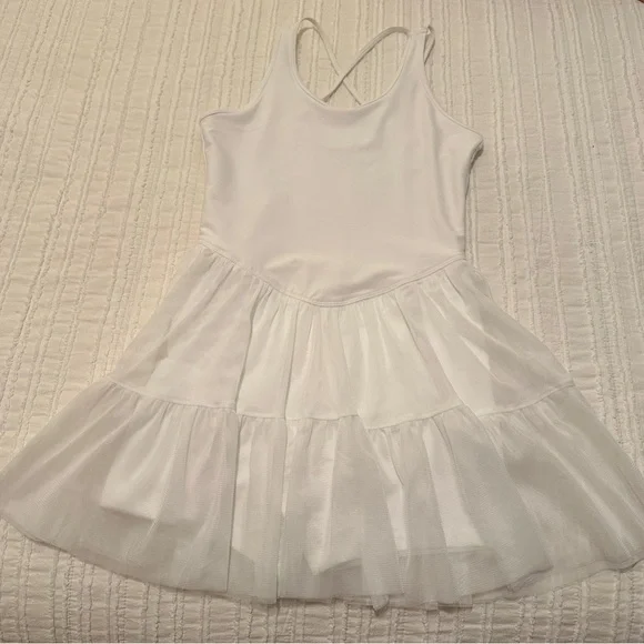 Old Navy 10-12 NWOT ballet White Sleeveless Dress with Tiered Skirt - Picture 2 of 7